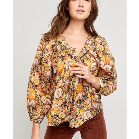 Free People Cool Meadow Printed Top - Picture 1 of 9